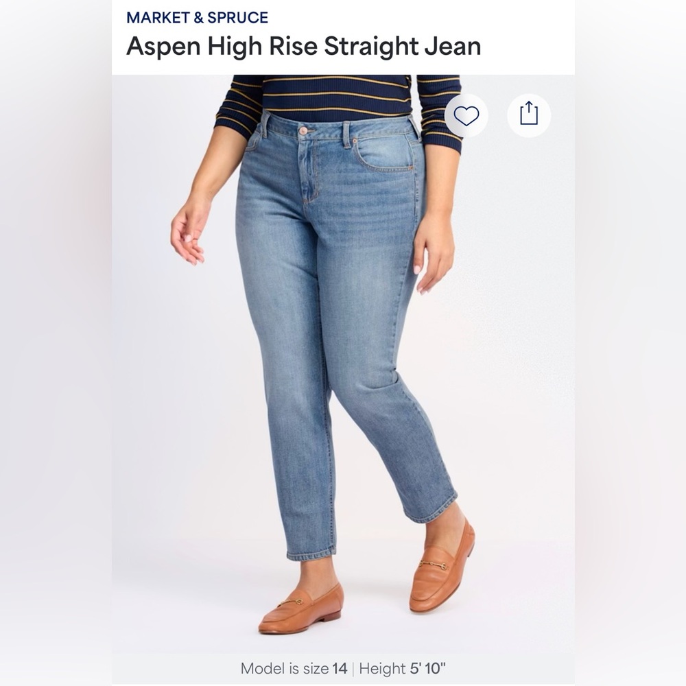 Market & Spruce Aspen 18W High Rise Straight Jeans - Light Blue